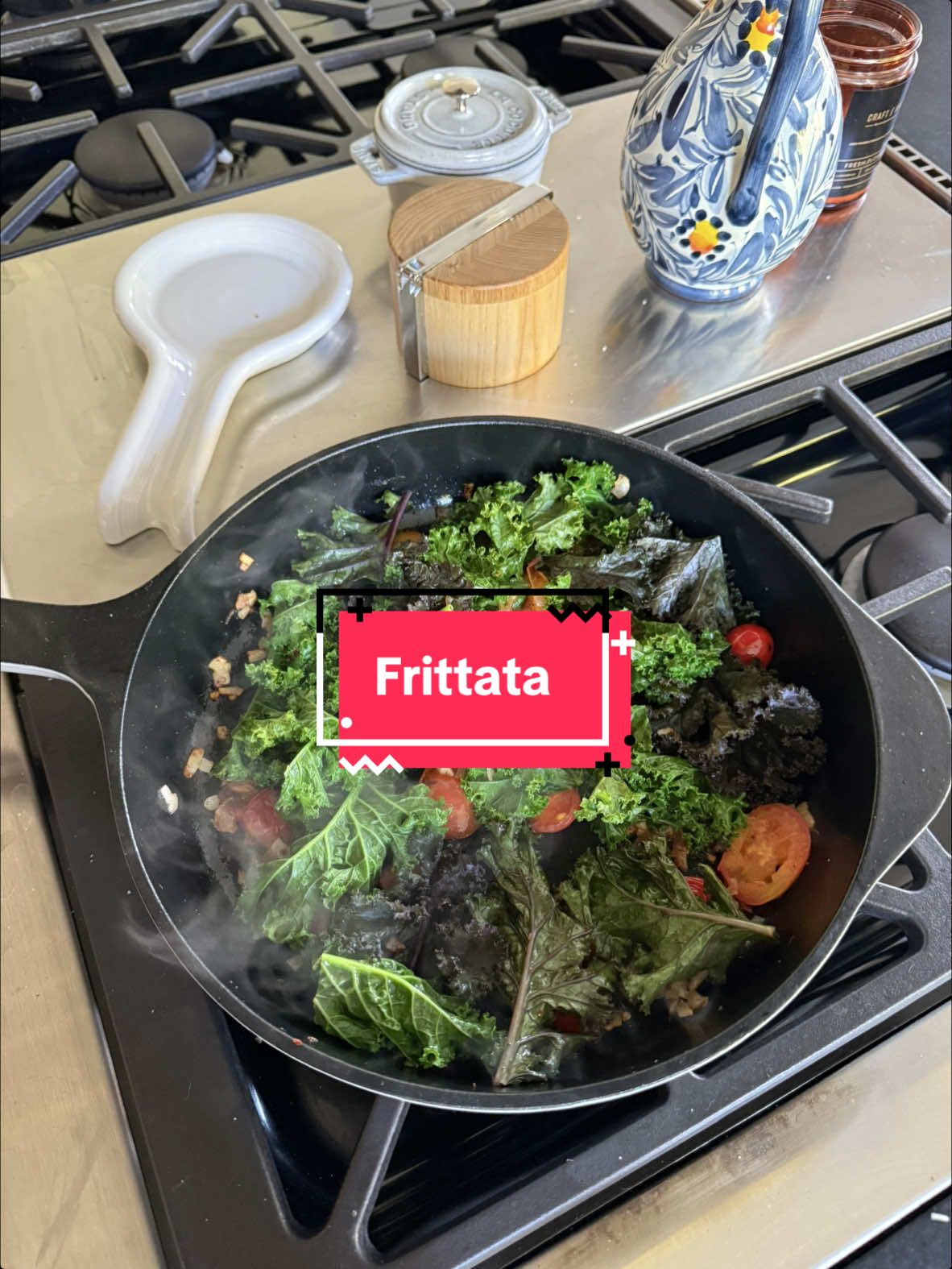 Garden-fresh breakfast: kale feta frittata + @glowwithella bone broth hot chocolate. Recipe for the frittata on Substack! #garden #breakfast #eggsellentbreakfasts 