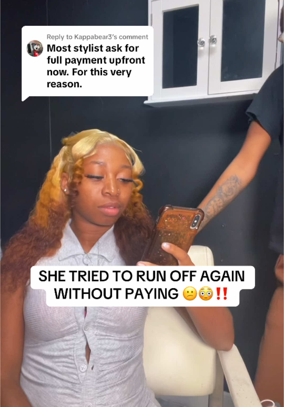 Replying to @Kappabear3 She did it again..🤷🏽‍♀️ #fypシ #wiginstall #hairstylist #rudecustomer #lacefrontwig 