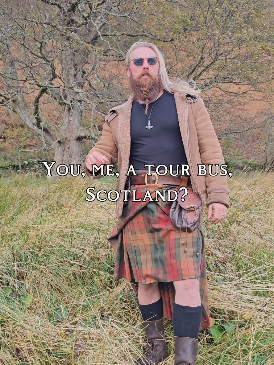 Exploring Scotland doesn't have to be a box ticking exercise, so why not do it with a bit more pizzazz? Come along with myself, Henry, Arron, Ross, Dan, Iain, or Ryan on the trip of a lifetime? Skip, heel-click, and sword soin your way through Scotland!  Where would your adventure take you? Scotland is calling! 💪🏴󠁧󠁢󠁳󠁣󠁴󠁿 #tartanviking #meninkilts #highlander #Scotland #scottish #tiktokscotland #scotlandtiktok #scottishtiktok #scotlandadventures #outlander #outlander #bloodofmyblood #spooky #halloween 