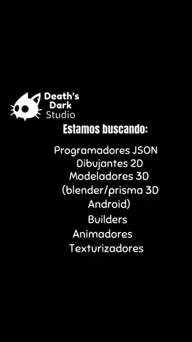 Death's Dark Studio es un pequeño estudio en crecimiento, lleno de creatividad y pasión por Minecraft Bedrock. Estamos empezando a crear contenido original para el juego, y aunque aún no ofrecemos pagos, buscamos personas que quieran formar parte de esta aventura desde sus inicios. Únete a nuestro equipo: Programadores JSON Dibujantes 2D Modeladores 3D (Blender / Prisma 3D) Builders Animadores Si quieres crecer junto a nosotros y ser parte de algo grande desde el principio, Death's Dark Studio es tu lugar. ¡Te esperamos! @Deathreviil #developers #deathsdarkstudio #minecraftbedrock #Minecraft