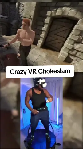 CRAZY VR Chokeslam 🔥😭 #fyp #bladeandsorcery #vr #vrtreadmill #katwalk #quest #metaquest #chokeslam #wrestling 
