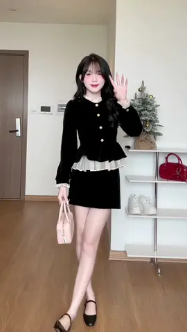 Set áo váy nhung tiểu thư #xixeoshop #thoitrangnu #setdo #review