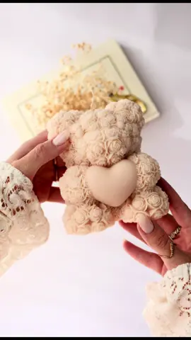Teddy Bear Candle 🧸 • • •  #candlemaking #scentedcandle #roseteddybear #unmolding #handmade #bigbearcandle #candlevideo 