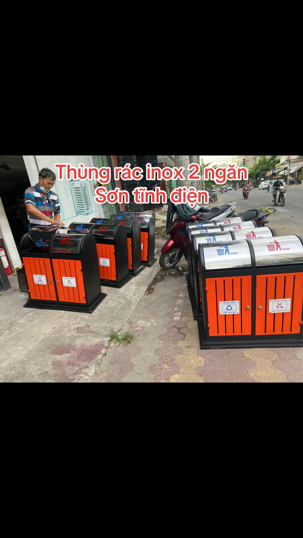 Thùng rác inox 2 ngăn #thungracinox 