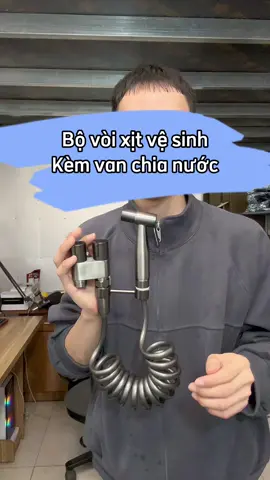 Bộ vòi xịt vệ sinh kèm van góc chữ H chia nước dẫn được cả nước cho bồn cầu chất liệu inox bền bỉ #bovoixitvesinh 