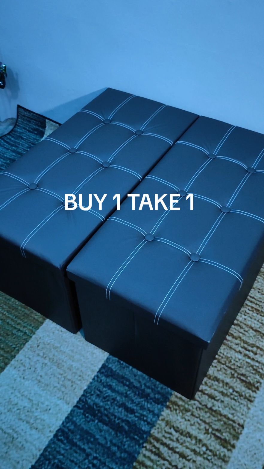 BUY 1 TAKE 1 Multfunctional Foldable Ottoman Storage Foot Stool Waterproof Leather Footstool Storage Box Organiser Sofa , 76CM*38*38CM 💙✅ #sofa #storagebox #organizer 