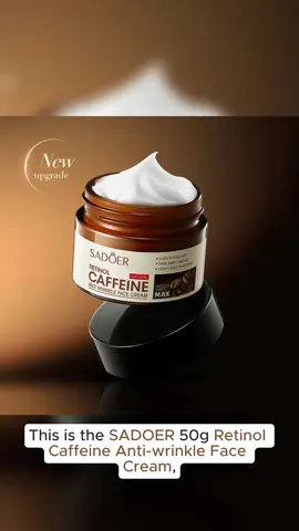 Experience the ultimate in anti-aging care with our Retinol Caffeine Anti-Wrinkle Face Cream! 🌟 This all-in-one formula deeply hydrates, firms, and brightens to visibly reduce fine lines, dark circles, and rough texture. Perfect for day and night, this cream works to restore your skin’s youthful glow and softness. Embrace a smoother, radiant complexion suitable for all skin types! ✨ #AntiAgingEssentials #RetinolCaffeineCream #YouthfulGlow #HydratingSkincare #DayNightCare #FineLineReducer #SADOERSkincare