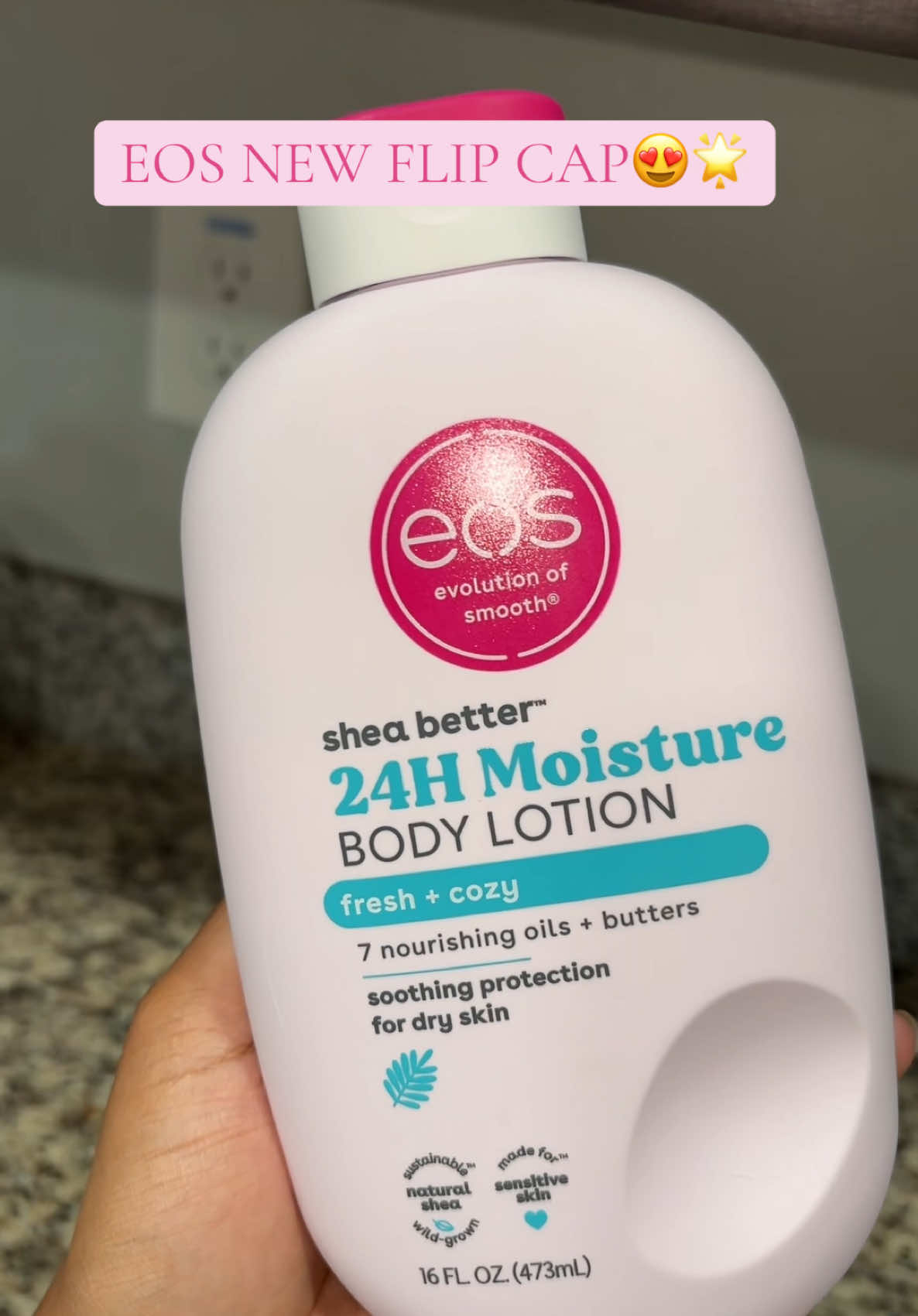 I don’t have to cut my EOS bottles anymore! 👏🏽👏🏽 Love the new flip cap @eos Products ❤️ #eosproducts #eos #eosbodylotion #fyp 