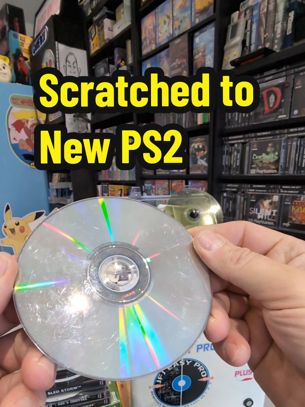 Scratched to New PS2 let's try this JFJ Easy Pro CD cleaner. #retrolook  #gamer  #retrogaming  #retro  #videogames  #gaming  #gameroom  #gameroomsetup  #gamecollection  #gamecollector  #ps2  #playstation 