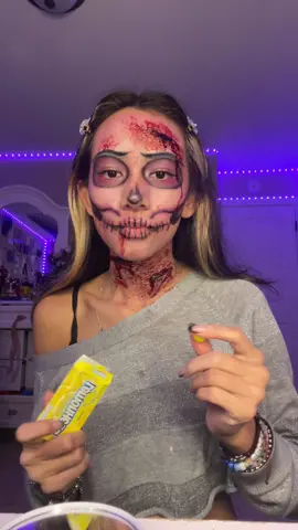 i just love my necklace in the fake blood #october #halloween #skeleton #makeup #gore 