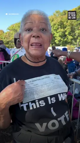 This is a powerful reminder of how far we've come—and why it’s crucial to keep going.✊🏾 With her 1960 poll tax exemption printed right on her shirt, this woman is teaching us all about the barriers we once faced just to vote, and why our votes are so important today. 🎥: TikTok / whatandrealoves - #becauseofthemwecan #homeofblackexcellence