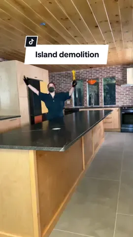 Island demolition time! #renovation #funkyhouse #diyproject #diymural #kitchenremodel #woodburningart 