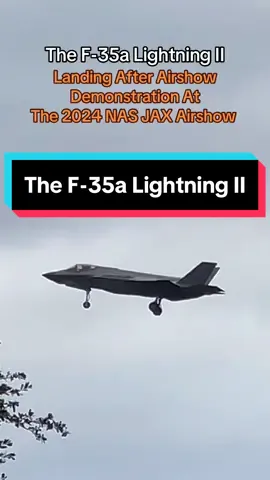 The F-35a Lightning II landing after an amazing airshow performance during the 2024 NAS JAX Airshow at NAS Jacksonville, FL. The F-35 put on a masterful airshow display during thr airshow. Demonstrating the unreal capabilities of this amazing 5th generation, stealth, all purpose, multi-role aircraft. #f35 #f35airshow #f35aerobatics #airshow #hurleyaviation #hurley #nas #nasjax #nasjaxairshow2024 #f35demoteam #f35a #f35lightningii #f35alightningii 