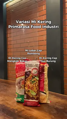 Variasi kemasan mi kering dari Primarasa Food Industri siap hadirkan sensasi lezat di dapur Anda! Nikmati pilihan mi kering dengan tekstur bulir yang berbeda: 🍜 Mi Kering Bulir Sedang Cap Mangkok Bakso 🍜 Mi Kering Bulir Kecil Cap Dua Burung 🍜 Mi Kering Bulir Lebar Cap Rombong Semua varian hadir dengan cita rasa bawang yang khas, menjadikan setiap olahan mi makin nikmat! Yuk, pilih sesuai selera dan ciptakan hidangan istimewa untuk keluarga.  #PrimarasaFoodIndustri #MiKering