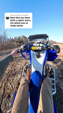 Replying to @Wyatt raptor has way more torque and is a much easier more comfortable ride. Yfz parties way harder, is stiffe, more nible and handles better. Both are relatively the same speed straight line. Yfz is definitely quicker #yamaha #yfzvsraptor #yfz450r #vs #raptor700r #raptor #yfz #atv #quad #fourwheeler 