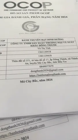 Đánh giá phân hạng sản phẩm OCOP Mỏ Cày Bắc # Bến Tre 2024