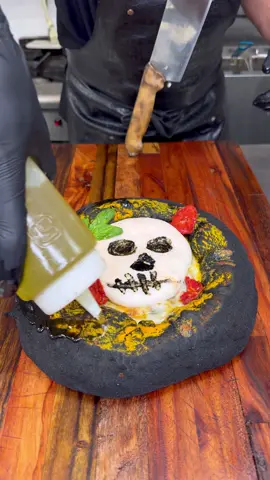 pumpkin sauce & black Neapolitan pizza with burrata cheese recipe🎃🍕#pizza #cook #Recipe #fybシ 