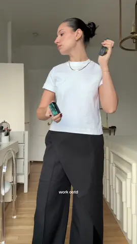 what i wore to work today #wiw #OOTD #workootd #outfitinspo #outfitideas #wraptrousers #trousersoutfit #leatherjacketoutfit #pinterestaesthetic #pinterestoutfit #wlw #queertiktok 