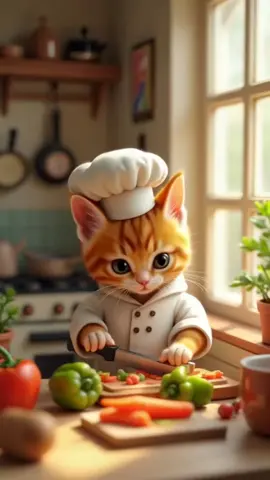 Kitten cooks #catscooking #catsoftiktok  #ai #fyp 