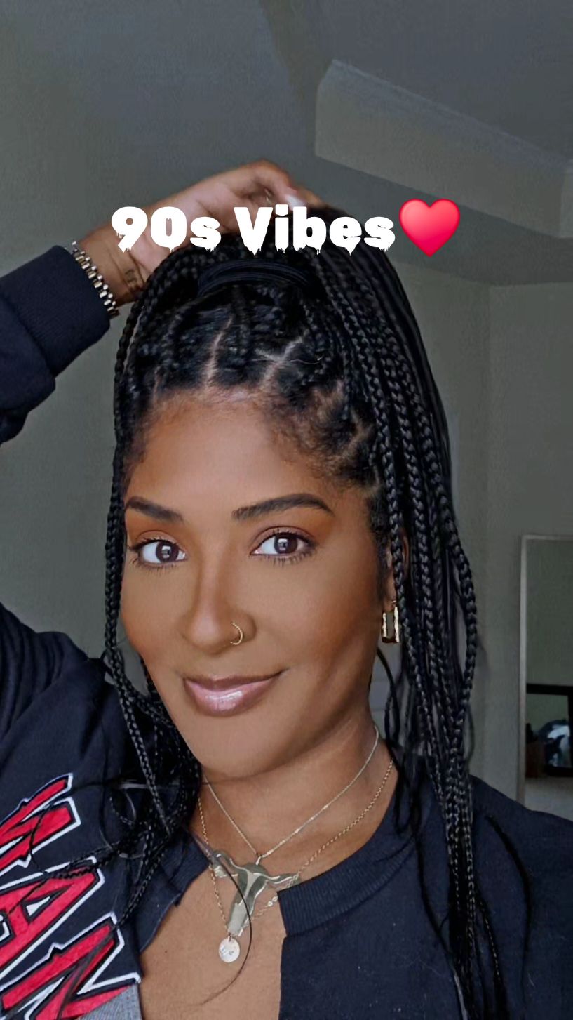 Braids in a high point ALWAYS gives Janet in the 90s vibes!🙌🏾🙌🏾♥️♥️ #Braids #Vibes #beauty #protectivestyles #80sbaby #90svibes #AtlantaInfluencer #makeup 