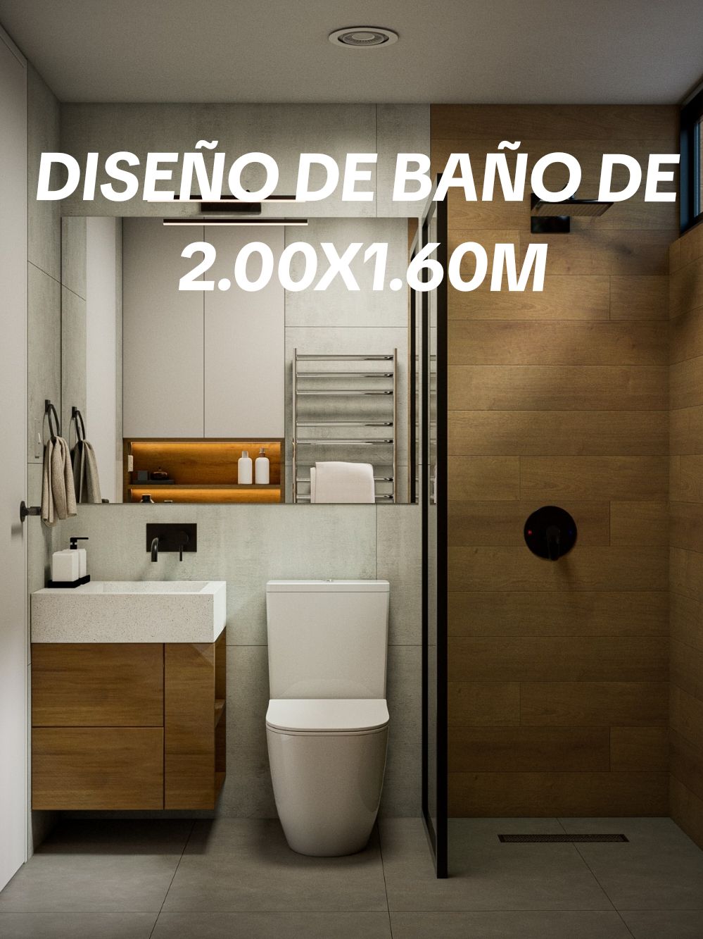 DISEÑO DE BAÑO EN UNA ÁREA DE 2.00X1.60M  #diseñointerior #interiordesign #antesydespues #design #diseñodebaño #fyp 