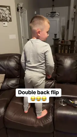 Try to keep a straight face and discipline this 😂🤦🏼‍♀️ #doublebackflip #flipoff #middlefinger #trynottolaugh #funnykids #boymom #kidsoftiktok #humor #funnycontent #fyp 