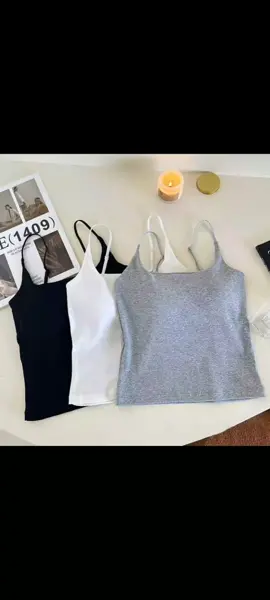 Square Neck Pure Cotton Women's Vest with Chest Pad Street Style Tube Top Sexy Thin Shoulder Camisole Tank Top Casual Fabric Womenswear Crop Top #tiktokaffialiatemarketing  #trending  #buynow 