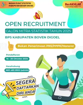 Rekruitment Calon Mitra Statistik  BPS BOVEN DIGOEL  #BPS  #bpsbovendigoel  #honaisite