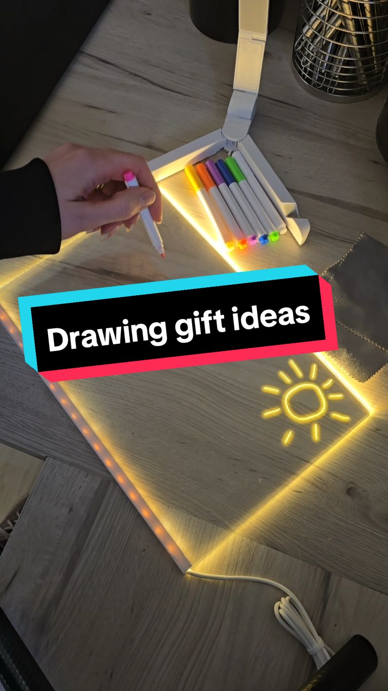 Light up drawing board with stand and pens on sale on tiktokshop perfect Christmas gift for kids #drawing #giftideas  #viralproducts #spotlightfinds #tiktokmademebuyit #spotlight #blackfriday #dealdrops 