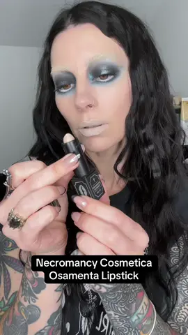 @Necromancy Cosmetica new shade OSAMENTA a gorgeous pale matte Bone White 🦴 this lipstick is perfect to ombre and shade change orher lipsticks and liners. Available on October 31st *use affiliate code HAZE for discount*  #nudelips #nudelipstick #mattelipstick #veganlipstick #necromancycosmetica 