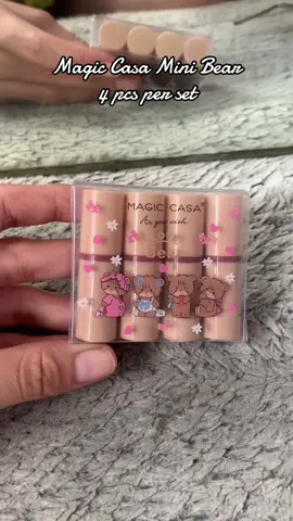4pcs per set of Magic Casa Mini Bear. Super cute 🥰 #liptint #magiccasalipstickset #magiccasaminibear #affiliate #fyp #engagementisthekey #affiliatemarketing 