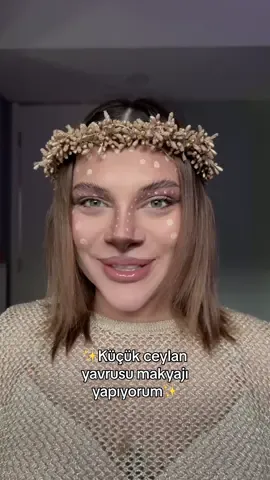 Bambi(geyik mi ceylan mı diye araştırdım küçük ceylan yavrularına söyleniyormuş) makyajı yapıyorum🤎Cadılar bayramı partisine böyle tatlı gider miydin?reklam #garnierskincare @Garnier 