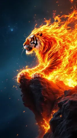 fire tiger on a cliff 🔥 #fyyy #fyp #fypfyp #livewallpaper #tigerwallpaper #wallpaper4k #tigerking #firewallpaper #tiger #viral 