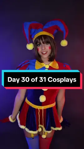 day 30 of 31 cosplays! pomni ❤️💙 #halloween #costume #pomni #pomnidigitalcircus #fyp #explore 