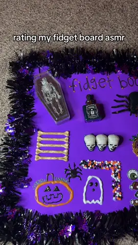 Rating my fidget board asmr!! This one is just too good, so sad I have to put her away soon 😭🎃🖤👻🕸️🕷️ #fidgetboard #fidget #asmr #fypage #lowqualityasmr #lofiasmr 