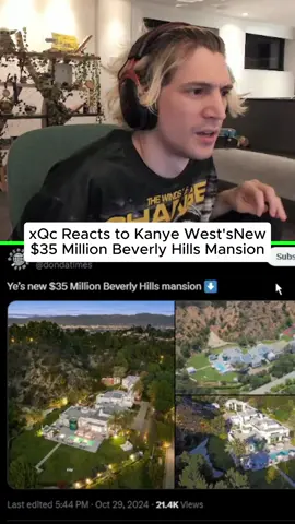 xQc Reacts to Kanye West's New $35 Million Beverly Hills Mansion #xqc #kanyewest #fyp 