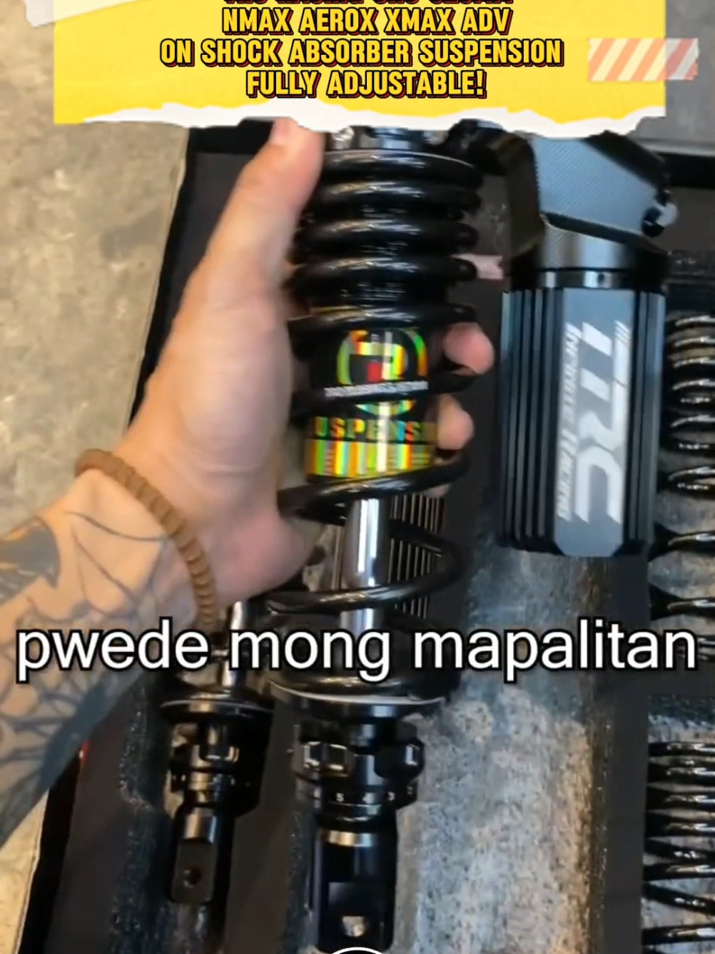 TRC Racing CNC 320mm Nmax Aerox Xmax Adv  Shock Absorber Suspension Fully Adjustable! #trc #trcracing #shockabsorber #suspension #fullyadjustable #fyp #fypシ゚ #foryoupage #foryourpage 