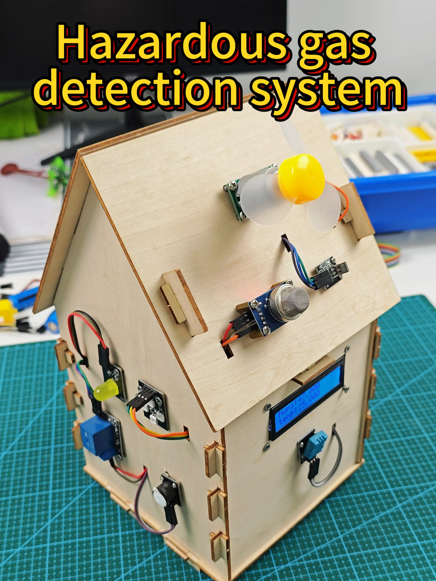 The harmful gas detection system works together with smoke alarms, relays, fans, and buzzers to monitor harmful gases. When the relay is powered on, the fan rotates to exhaust the gases.#programming #nano #DIY