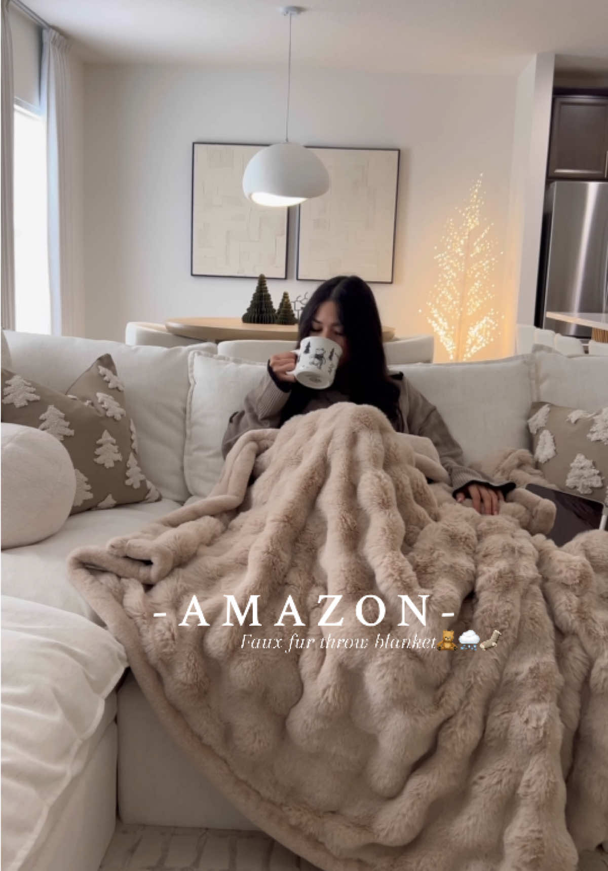 The coziest faux fur throw blanket🧸☁️|  LINK IN MY BIO AMAZON STORE FRONT🔗  ◻️DISCOUNT CODE: COZYUP10  This throw blanket is so soft and comfy, the beautiful color and texture adds a cozy touch perfect for this season!☃️🌨️🦌 #throwblanket #blanket #fauxblanket #amazonfinds #amazonmusthaves #amazonfavorites #amazonshopping #homedecor #neutraldecor #neutralhome #cozyhome #cozyhomedecor #aesthetichome #neutralchristmas #christmasdecor