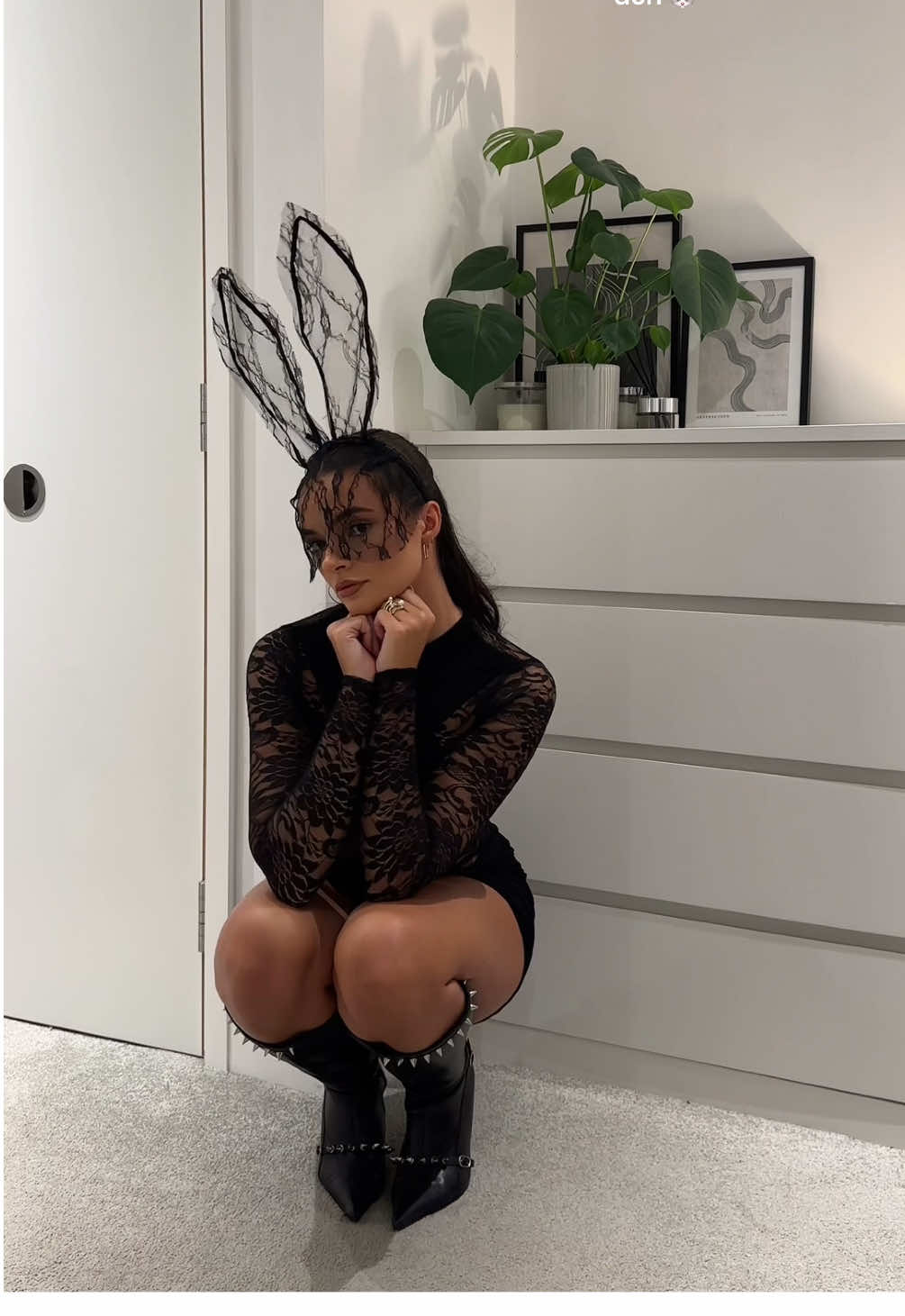 Scary 🐰🖤 #halloween #bunnycostume #hotgirlhalloween #easyhalloweencostume 