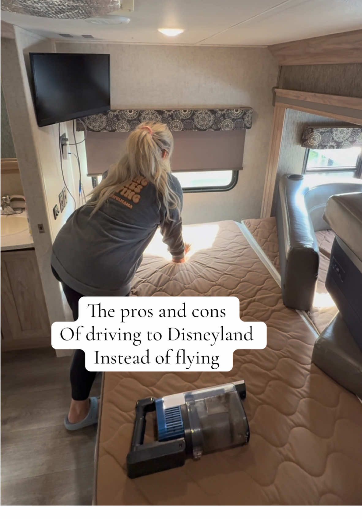 All the pros and cons of our roadtrip to Disneyland instead of flying #sahm #MomsofTikTok #relatablemom #travel #traveling #travelingwithkids #rv #roadtrip #familyvacation #disneyland 