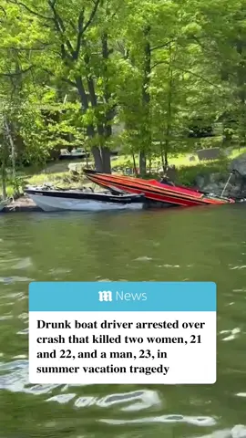 The driver of a boat that allegedly caused the death of three people in Canada has been arrested and charged. Matthew Splinter, 44, was taken into custody for allegedly causing the deaths of Kaila Bearman, 21, Juliette Côté, 22, and Riley Orr, 23, while he was drunk on May 18th at Bobs Lake in Ontario. The crash also left five other people aged 21 to 44 injured.  #boat #canada #crime #crash #news 