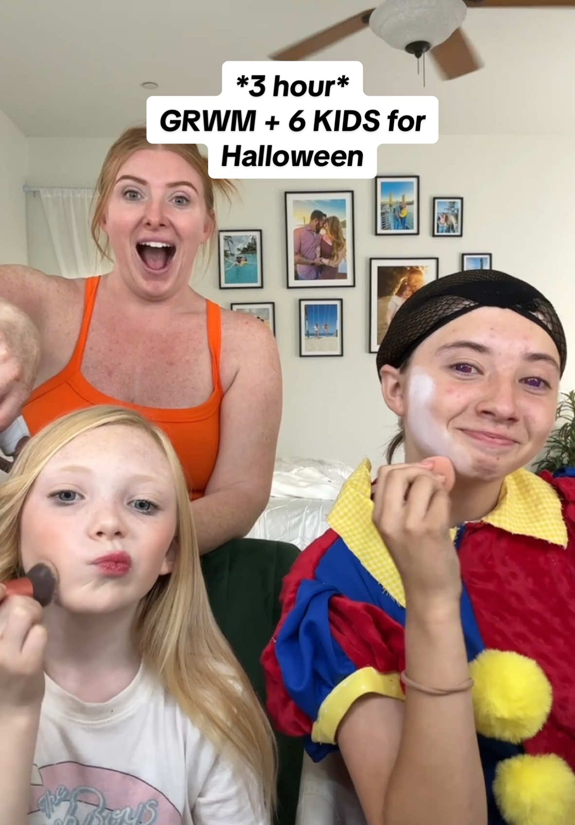 “…they eat me first” SCREAMING 🤣 Blood, sweat and tears (literally) 🥲 3 hour GRWM + 6 kids for our *annual* halloween costume party! #grwm #halloweenlook #beetlejuice #lydia #pomni #digitalcircus #jester #bridget #descendants #momof7 #hotdog #youngmom #stepmom  