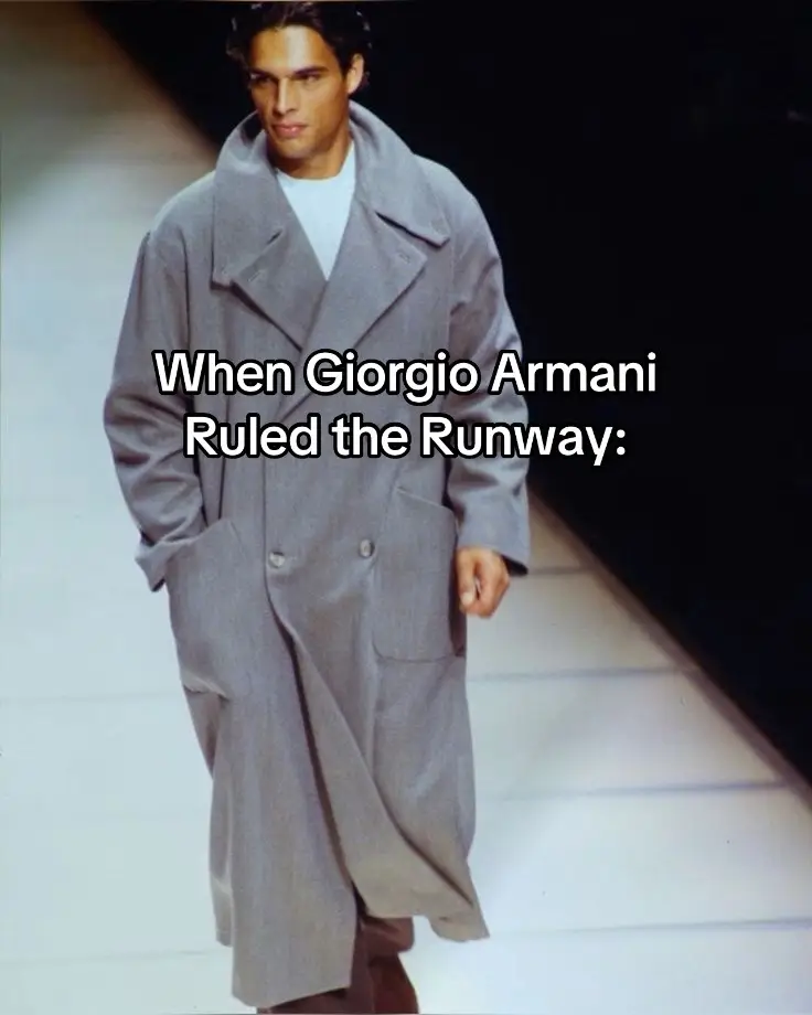 In the late 1980s and early 1990s, Giorgio Armani revolutionized menswear by redefining the notion of masculine elegance, steering away from the structured, rigid tailoring of previous decades toward a softer, more relaxed silhouette. His runway collections showcased unstructured blazers, loose-fitting trousers, and oversized coats in muted, earthy tones, reflecting a palette of soft beiges, grays, and browns. Armani’s approach to design was grounded in a philosophy of minimalism and refinement, emphasizing fluidity and ease, which lent his clothes a timeless appeal. This aesthetic, dubbed 