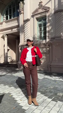 Fit check! Red & brown! ♥️🤎 #miamifashionblogger #falloutfits #autumnfashion #hm #levis #miamivibes #coralgables  