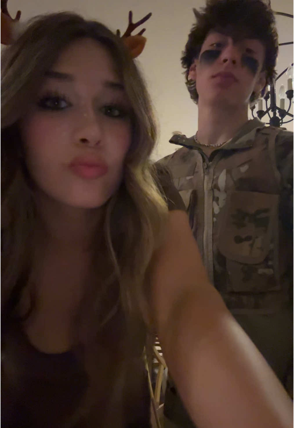 hunter and deer 🦌🩷 #fyp #deermakeup #couple #bf #fit