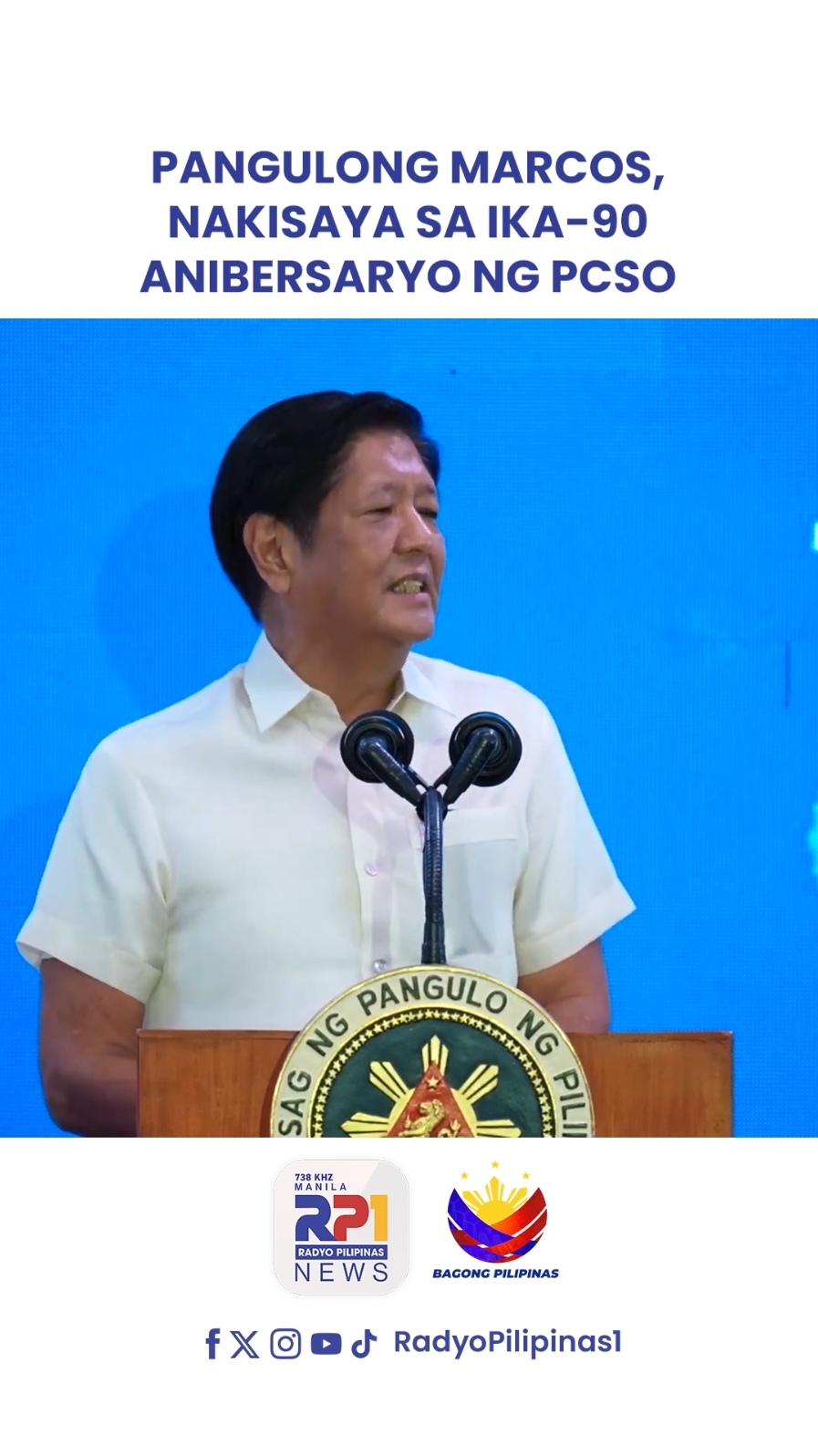 ICYMI | Nakibahagi si Pangulong Ferdinand R. Marcos Jr. sa pagdiriwang ng ika-90 taong anibersaryo ng PCSO nitong October 30, 2024. Kasabay nito ay ang panawagan ng Pangulo sa nasabing tanggapan na ipagpatuloy ang mandato nito na pagtulong sa mga Pilipino. #RP1News 