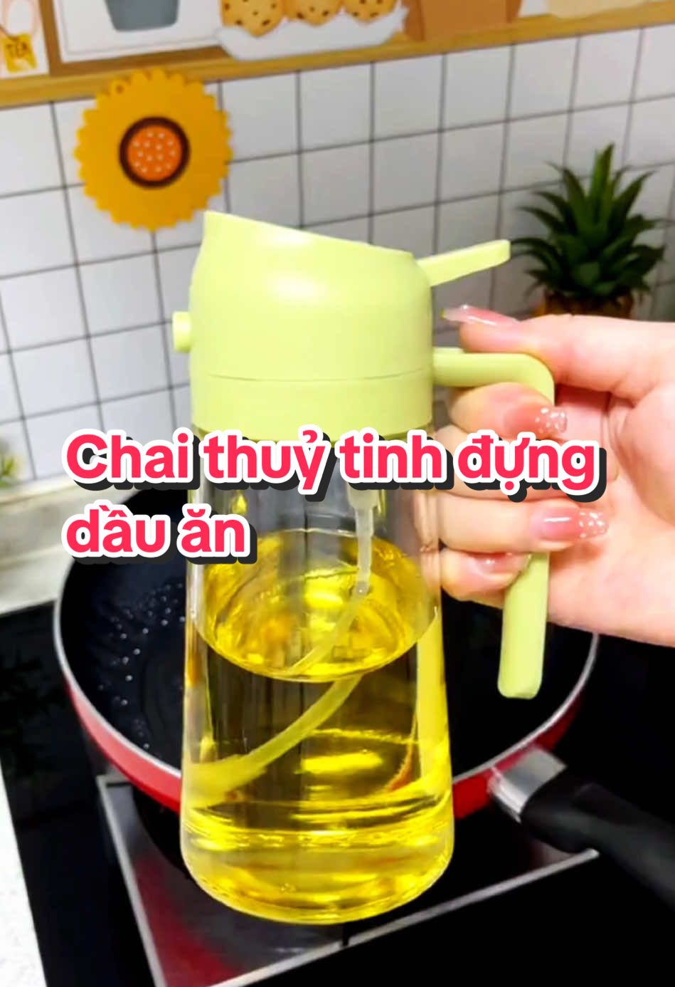 Chai thuỷ tinh đựng dầu ăn với thiết kế 2 chế độ rót hoặc phun dầu ăn #chaidungdauan #chaidungdauanthuytinh #chaidungdauanphunsuong #chaidungdauanthongminh #giadungtienich #giadungthongminh 