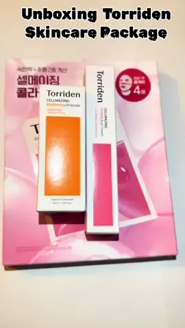 Unboxing Torriden Skincare Package. I am super excited about these products from @𝗧𝗼𝗿𝗿𝗶𝗱𝗲𝗻 토리든 @TORRIDEN US.  This package includes;  🔅Cellmazing Firming Gel Mask: This contains collagen, helps to prevent wrinkles & deeply firm the face and neck. I love that this also comes with a mask for the neck! That’s not very common! It’s such a brilliant idea.  🔅Cellmazing Brightening Ampoule. No more dark spots. This is packed with 5 vitamins including Vitamin C which helps to brighten & tone the skin. 🔅Cellmazing Anti-wrinkle Eye Cream: this is perfect for clearing dark circles around the eyes & reducing wrinkles. #torriden #torridenkorea #kbeautyskincare #kskincare #koreanskincareproducts #koreanskincare #skincareunboxing #skincarehaul #skintok #skincareproduct 