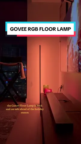 The Govee floor lamp changed the atmosphere in my living room. Get yours on sale! #govee #goveefloorlamp #ambient #ambientlight #lighting #homedecor #lamp 